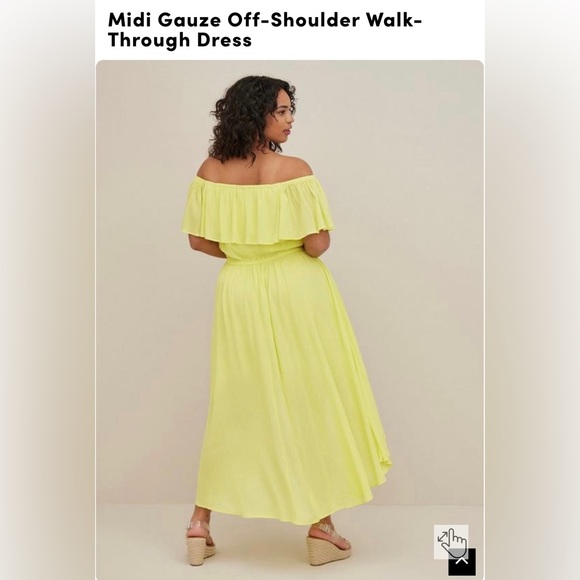 Torrid size 00 M/L Midi Gauze Off-Shoulder WalkThrough Dress - Picture 3 of 8